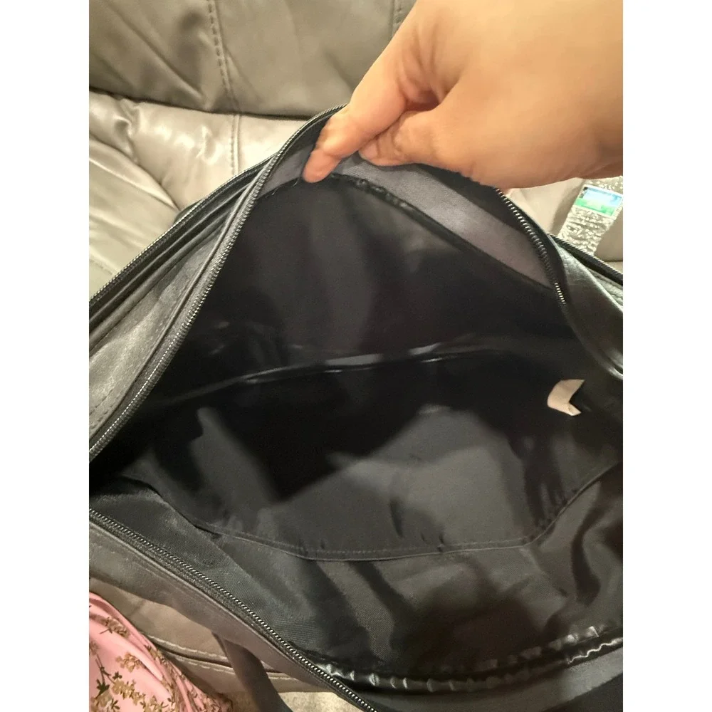 Auntie‎ Anne's 15th Anniversary Black Faux Leather Briefcase Messenger Vintage